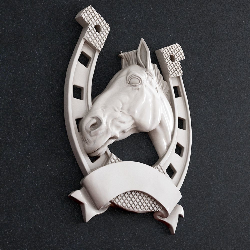 Horse head horseshoe Badge wall 3D print model_1
