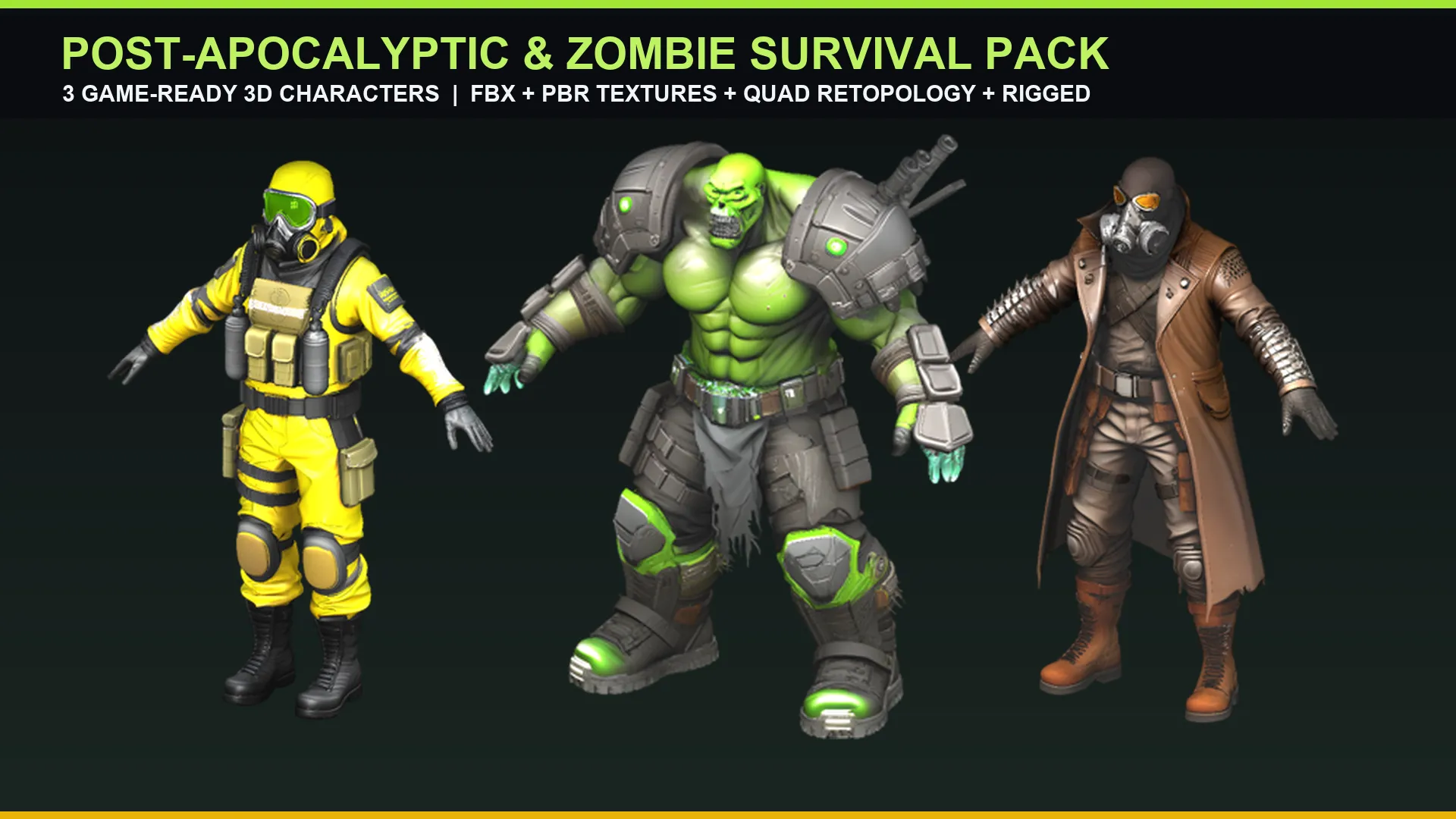 Charactor Model 3D model Post Apocalyptic Zombie Survival RPG Character Pack 3 3D ...