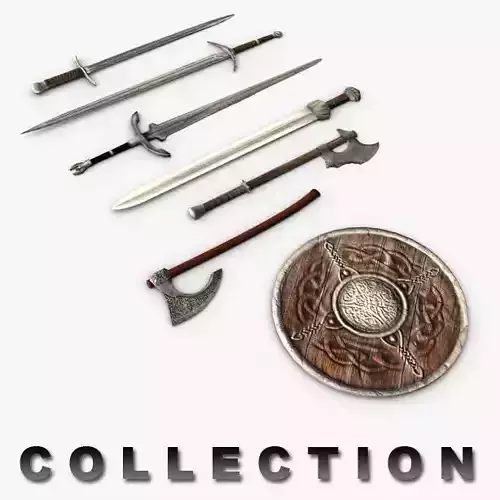 Ancient medieval swords collection 3D model