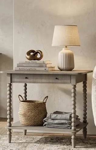 Japandi Turned Wooden Entryway Table 3D model | CGTrader