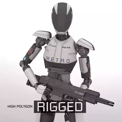 Police Bot Rigged 3D model