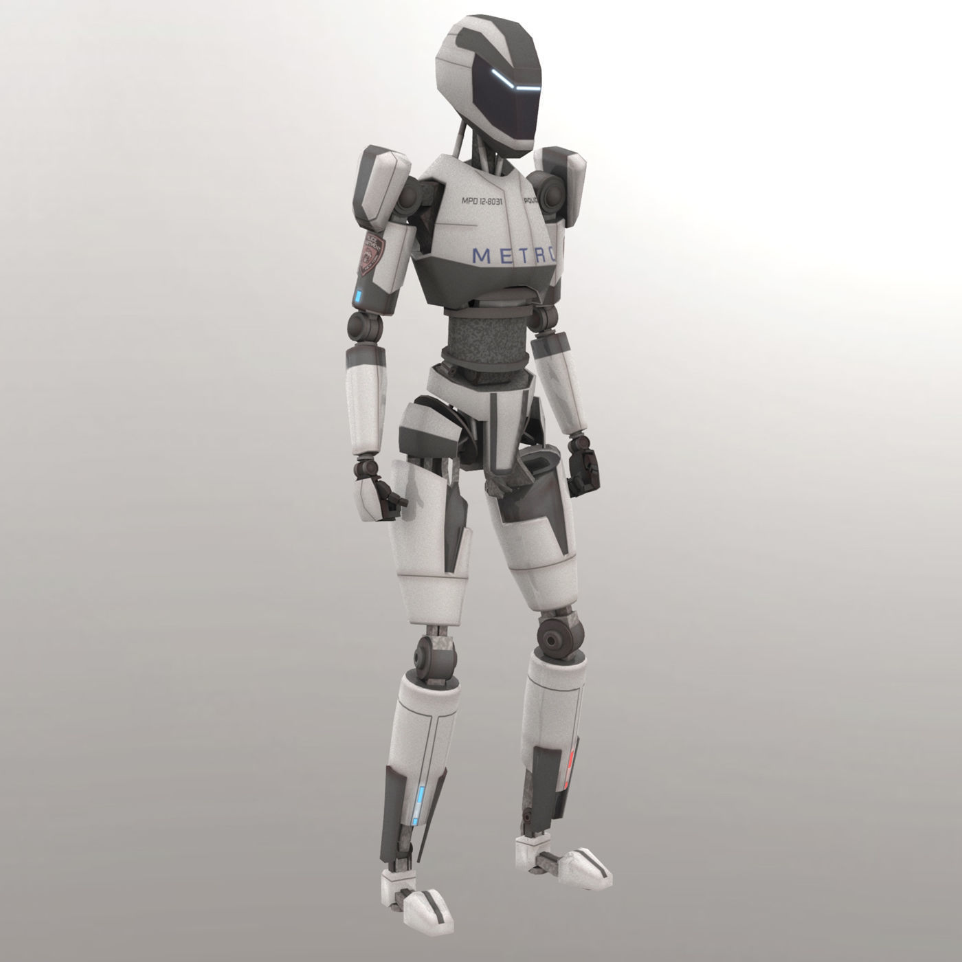 Police Bot LP Rigged Low-poly 3D model_8