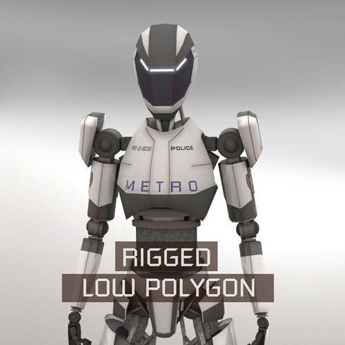 Police Bot LP Rigged Low-poly 3D model