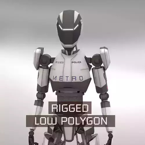Police Bot LP Rigged Low-poly 3D model