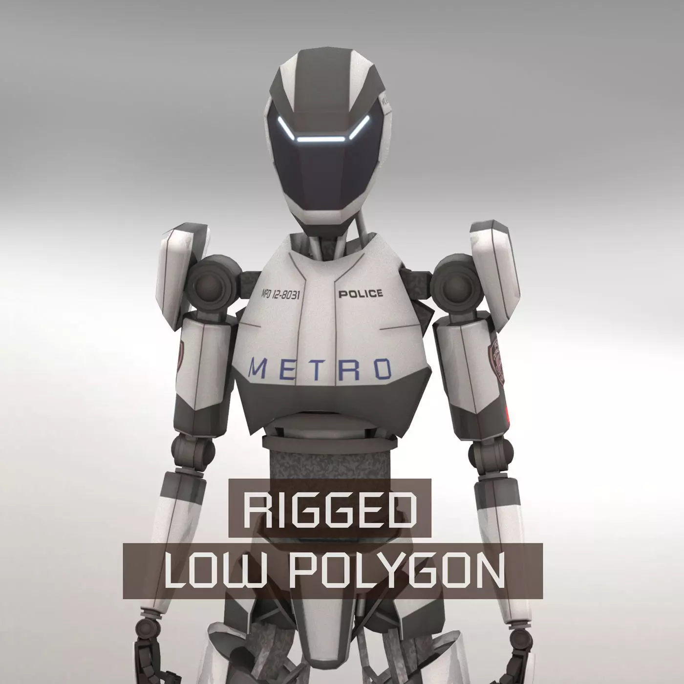Police Bot LP Rigged Low-poly 3D model_0