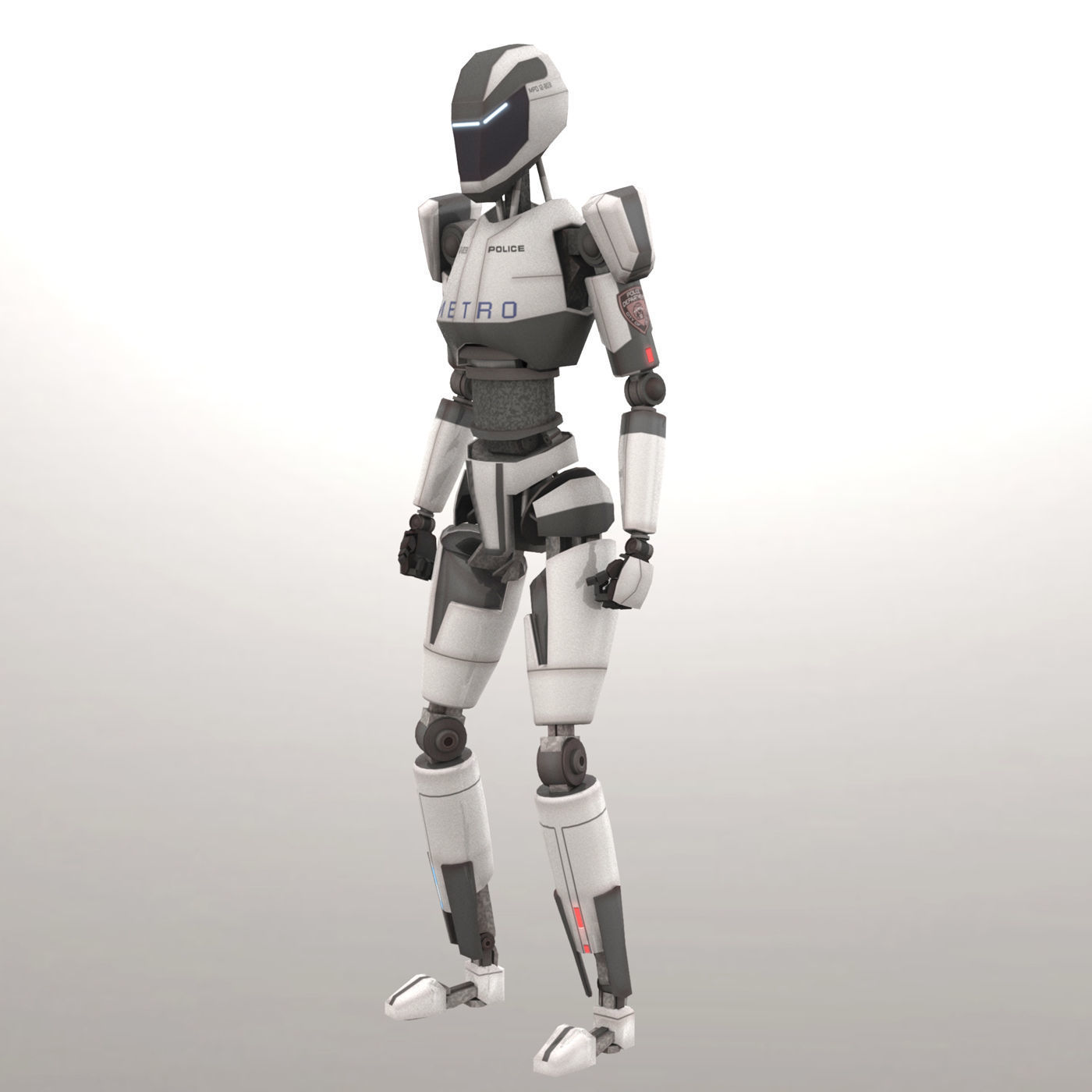 Police Bot LP Rigged Low-poly 3D model_2