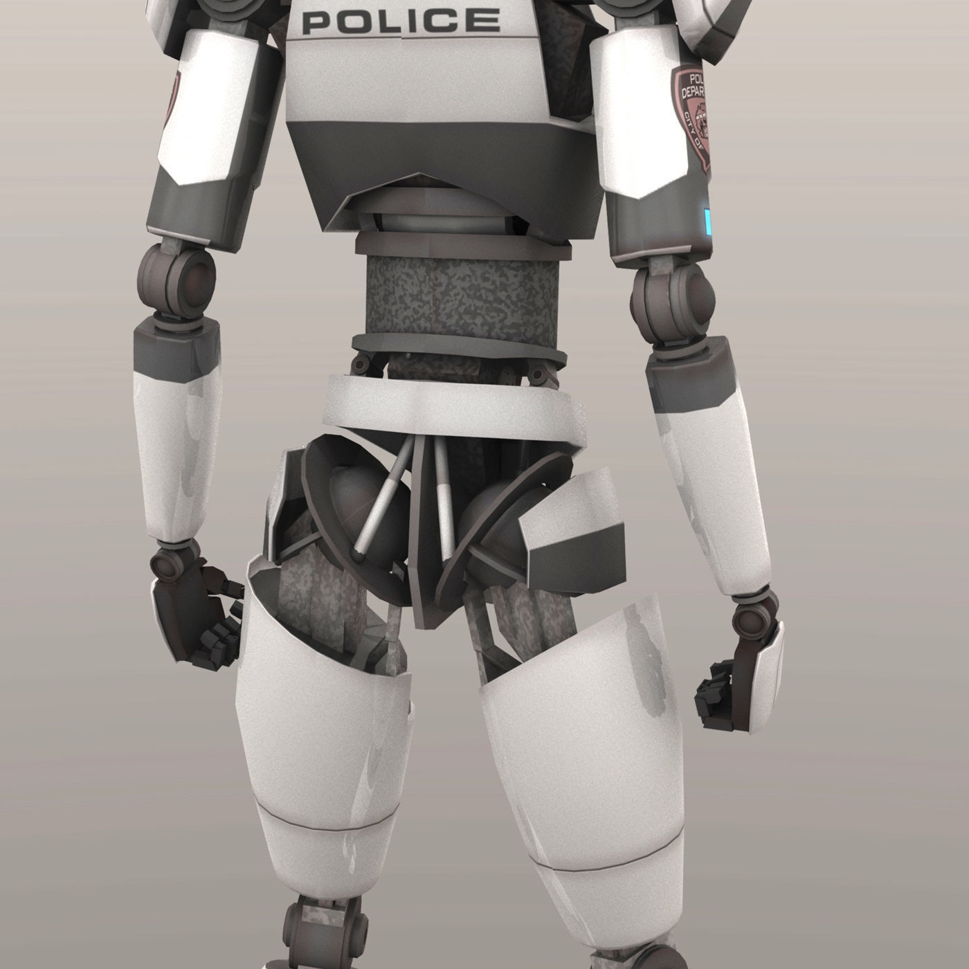 Police Bot LP Rigged Low-poly 3D model_6