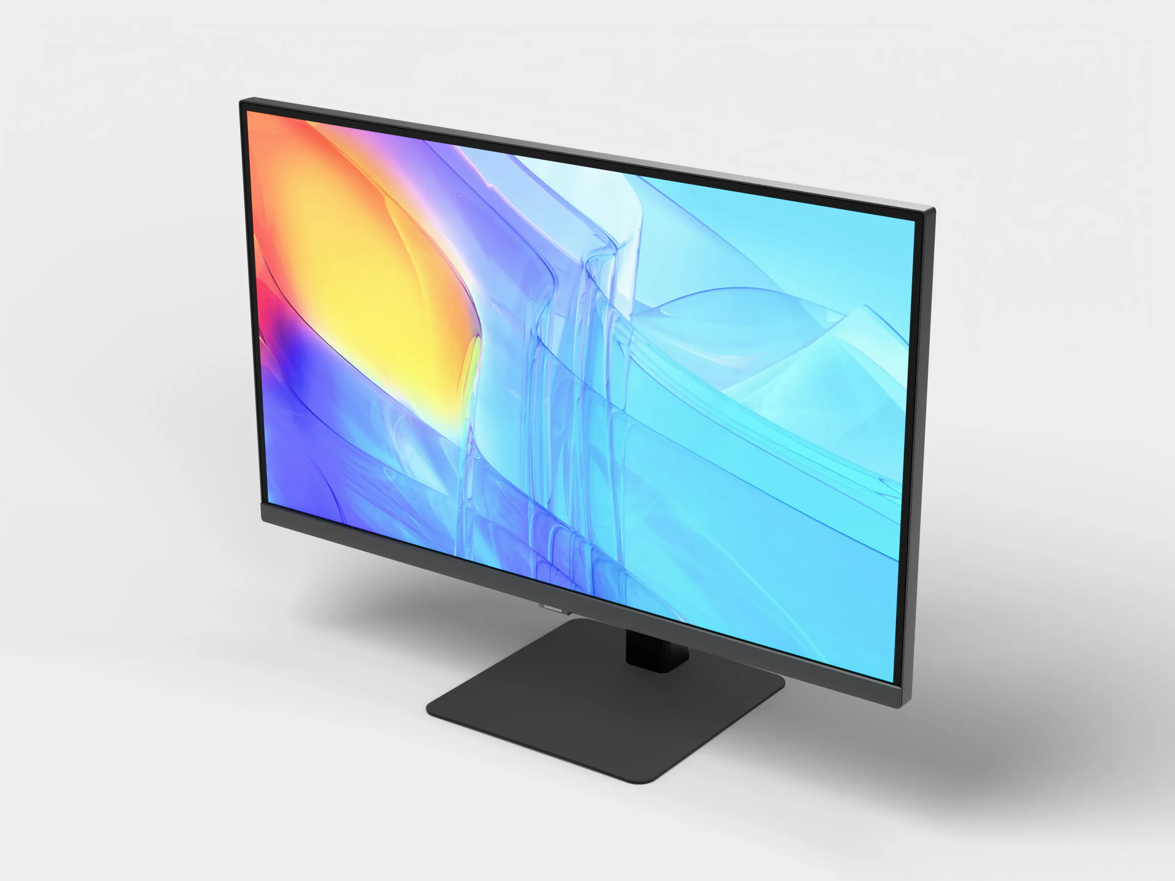 Computer Monitor With Rectangular Black Stand 3D model | CGTrader