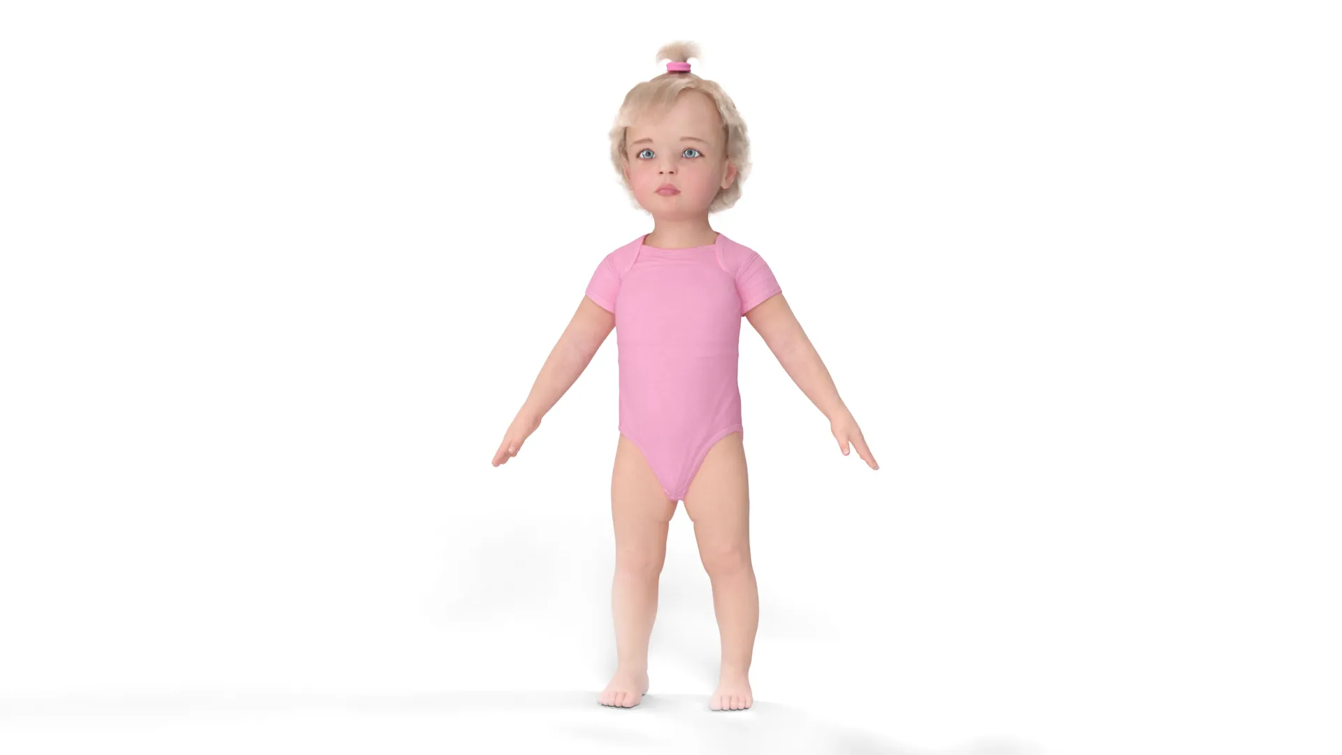 Baby Girl Wearing Bodysuit A-Pose Fur 3D model | CGTrader