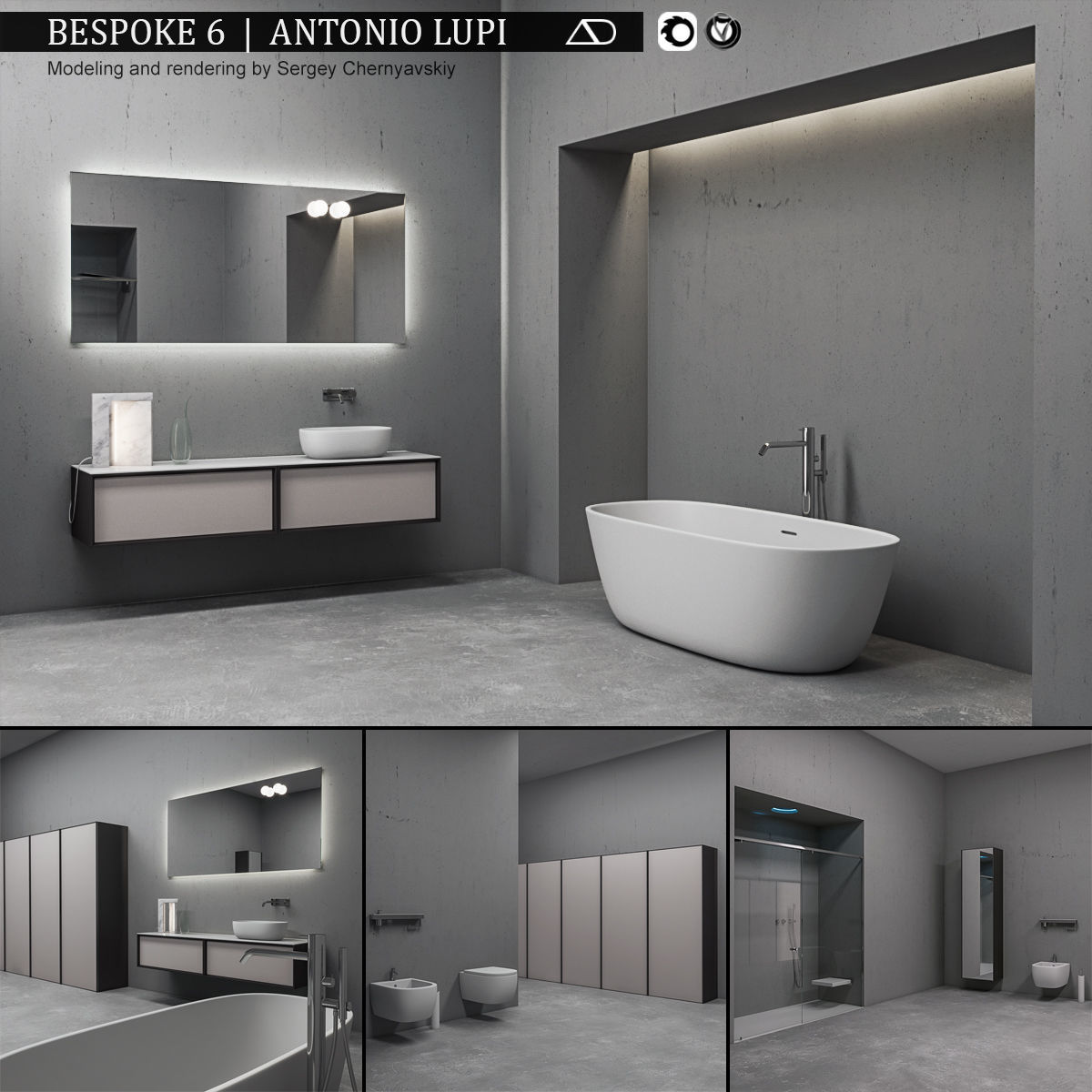 Bathroom Furniture Set Bespoke 6 3D Model Bathroom Furniture Set Bespoke 6 3D Model