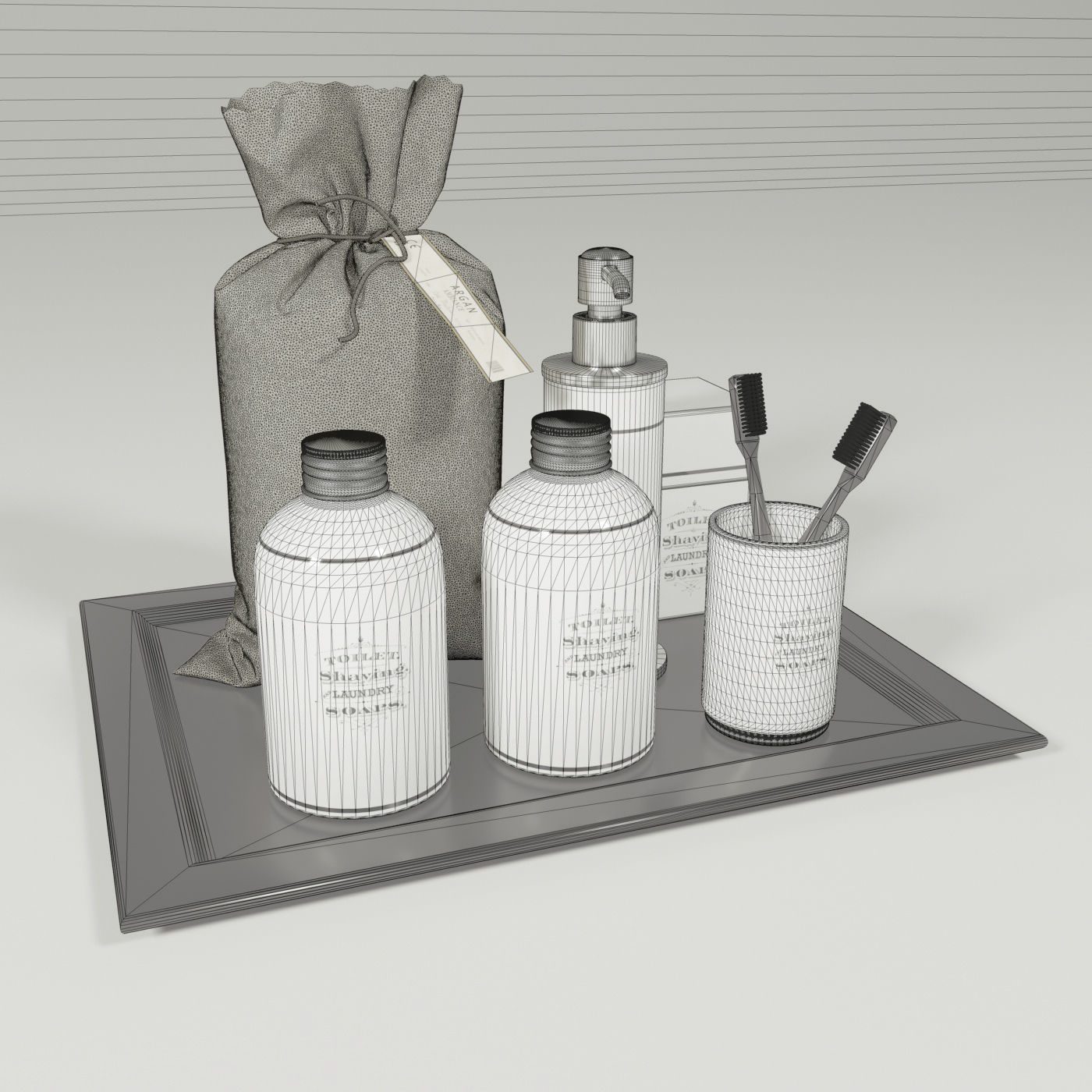 Laundry set in Cinema 4D and Corona renderer Free 3D model_2