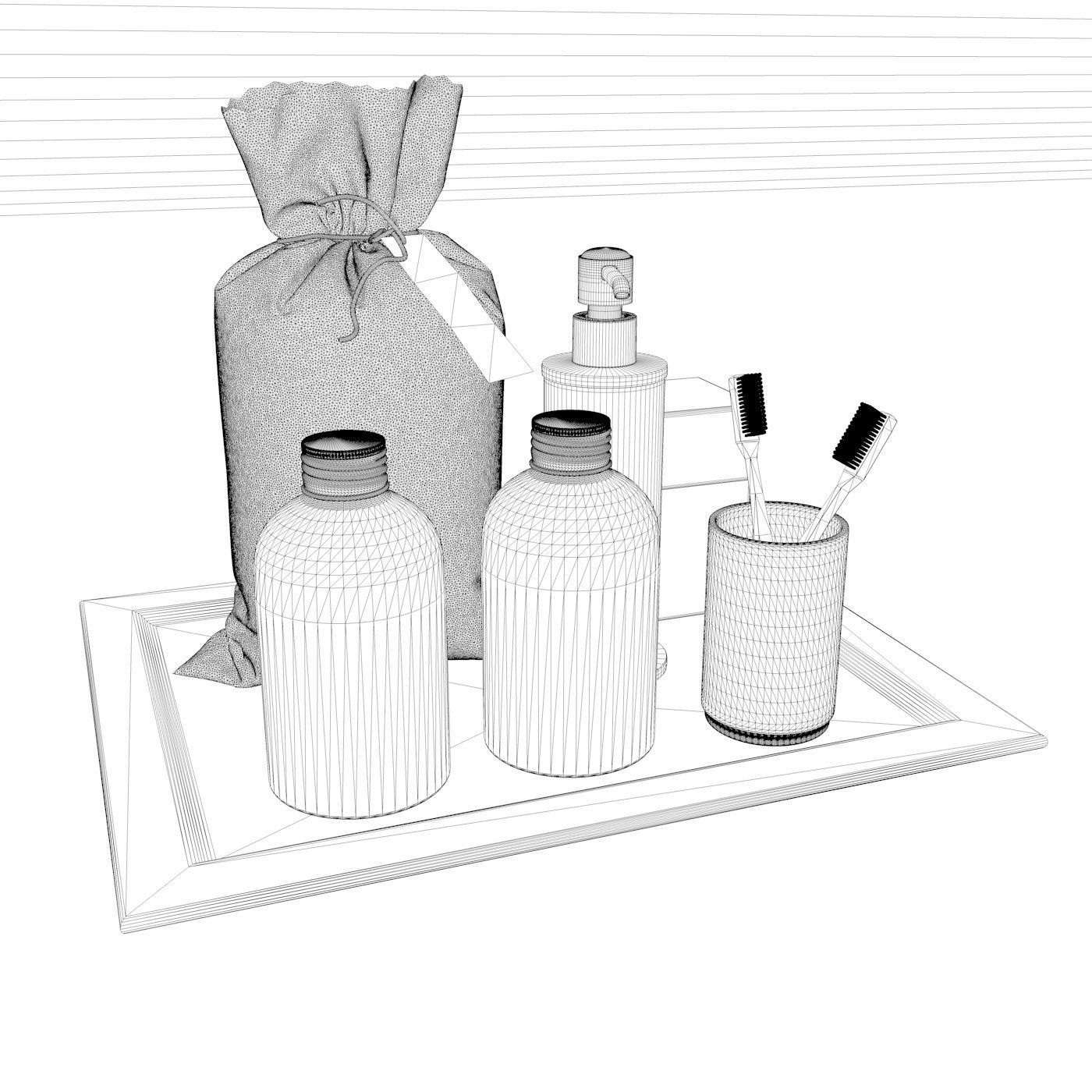 Laundry set in Cinema 4D and Corona renderer Free 3D model_1