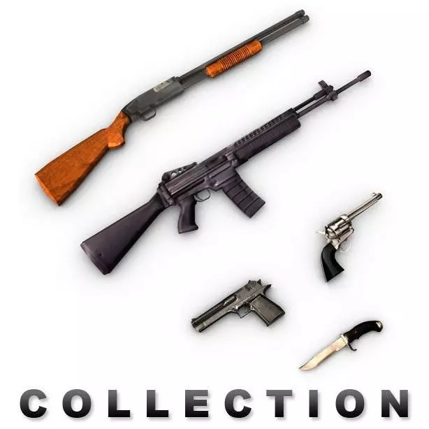 Low poly weapons pack collection 3D model_0