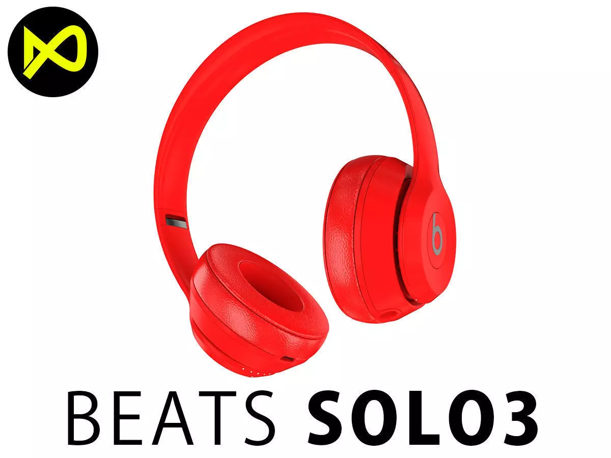 Apple Beats Solo3 Wireless On-Ear Headphones Red 3D model_0