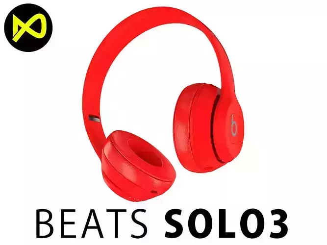 Apple Beats Solo3 Wireless On-Ear Headphones Red 3D model