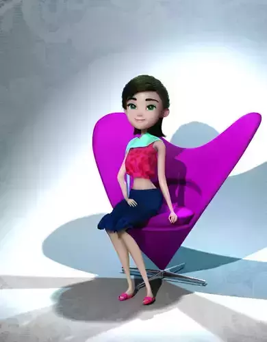 Sue Cute Slim Cartoon Female 3D Model Character