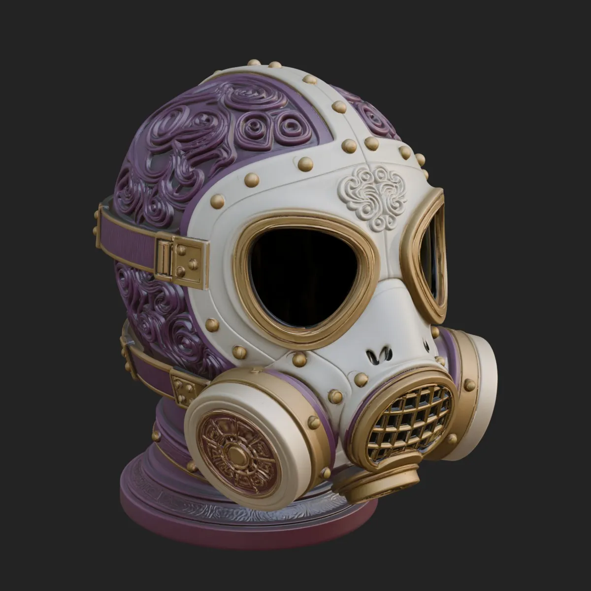 Steampunk Gas Mask Statue Design 1 - 3D Print Model 3D model 3D ...
