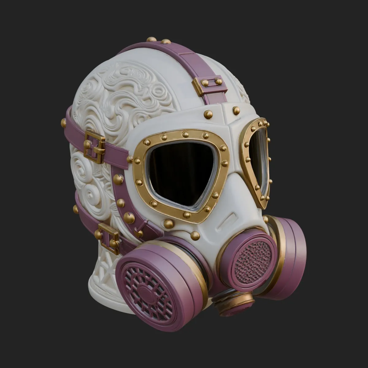 Steampunk Gas Mask Statue Design 4 - 3D Print Model 3D model 3D ...