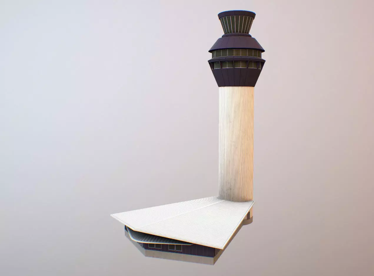 Airport Control Tower EGCC Low-poly 3D model