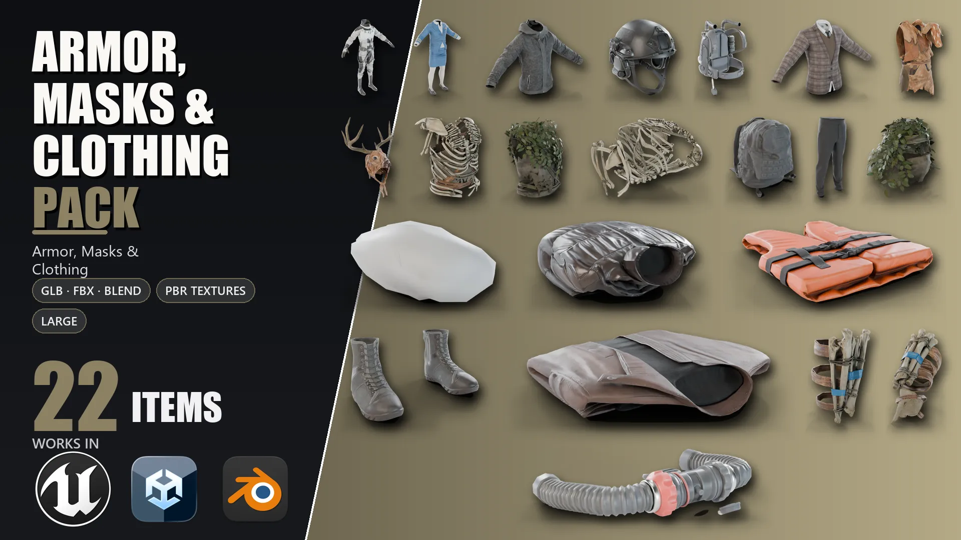 Mid Mask Armor Masks and Clothing Pack Large 3D model | CGTrader