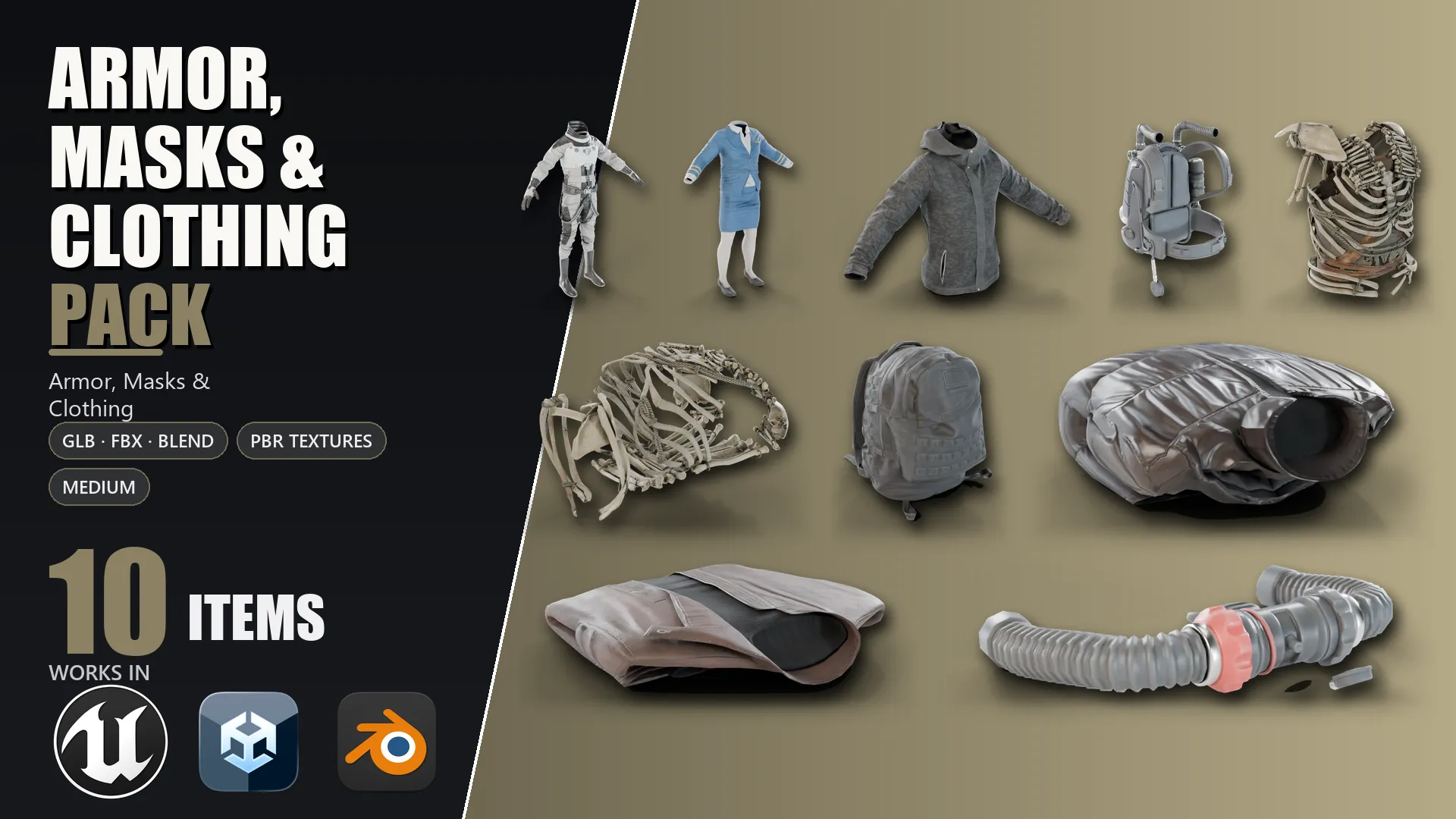 Armor Masks and Clothing Pack Medium 3D model | CGTrader