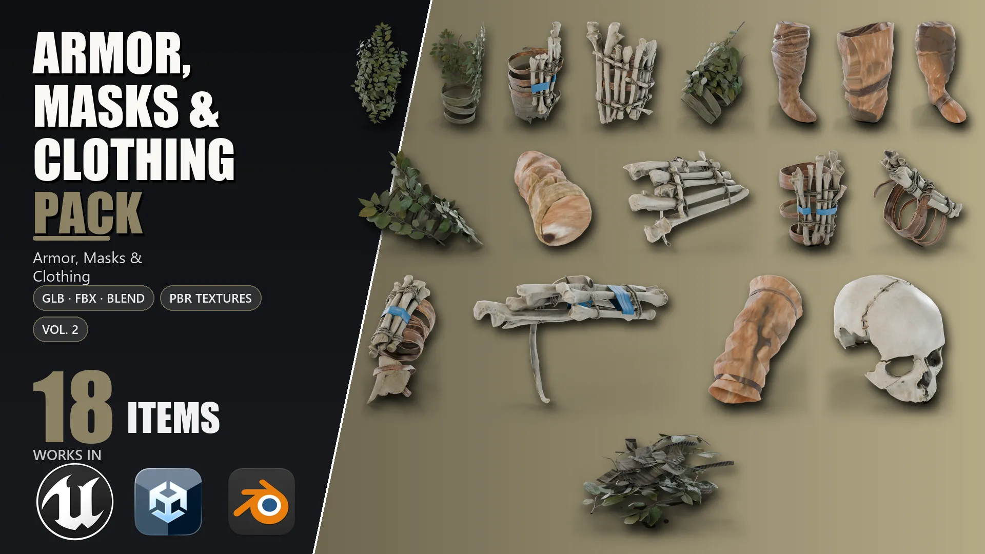 3D model Armor Masks and Clothing Pack Vol 2 VR / AR / low-poly | CGTrader