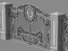Ornate Wrought Iron Gate With Stone Pillars 3D model rigged | CGTrader