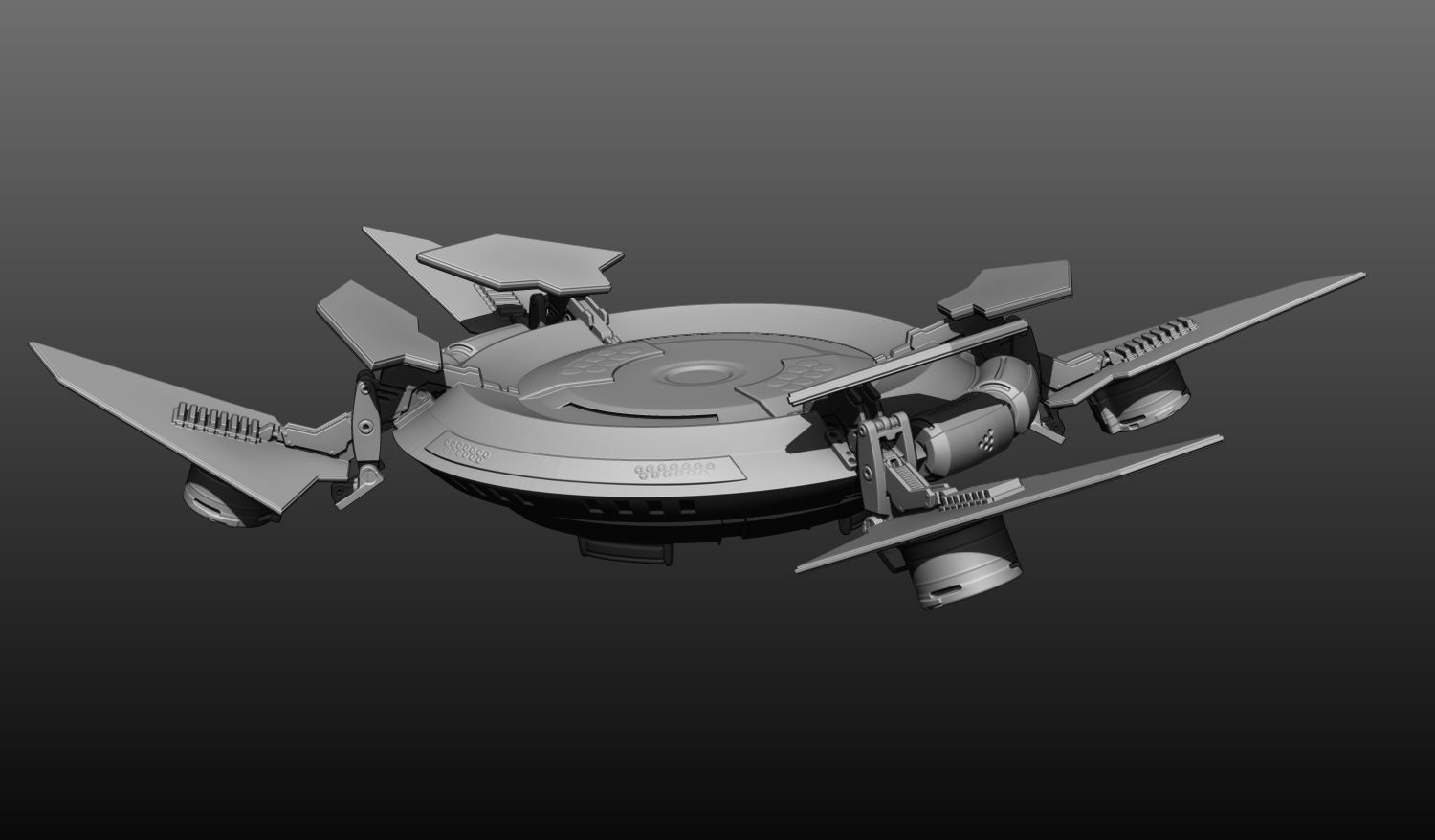 Sci-Fi Flying Platform 3D model_1