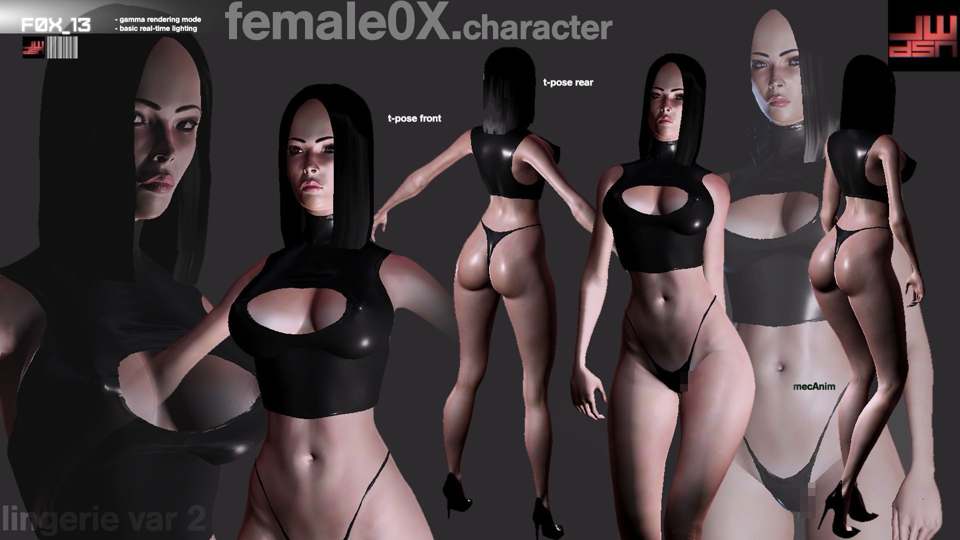 Fatal Female 011 for Unity Low-poly 3D model_5
