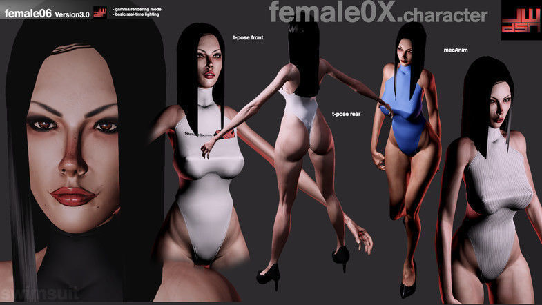 Fatal Female 06 for Unity Low-poly 3D model_3