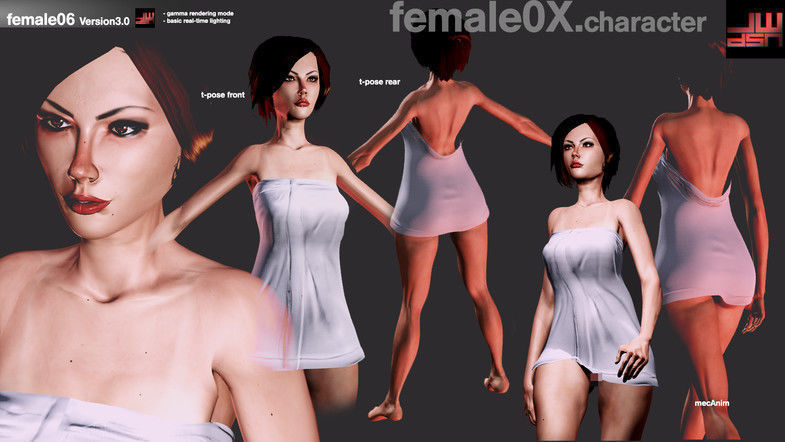 Fatal Female 06 for Unity Low-poly 3D model_6