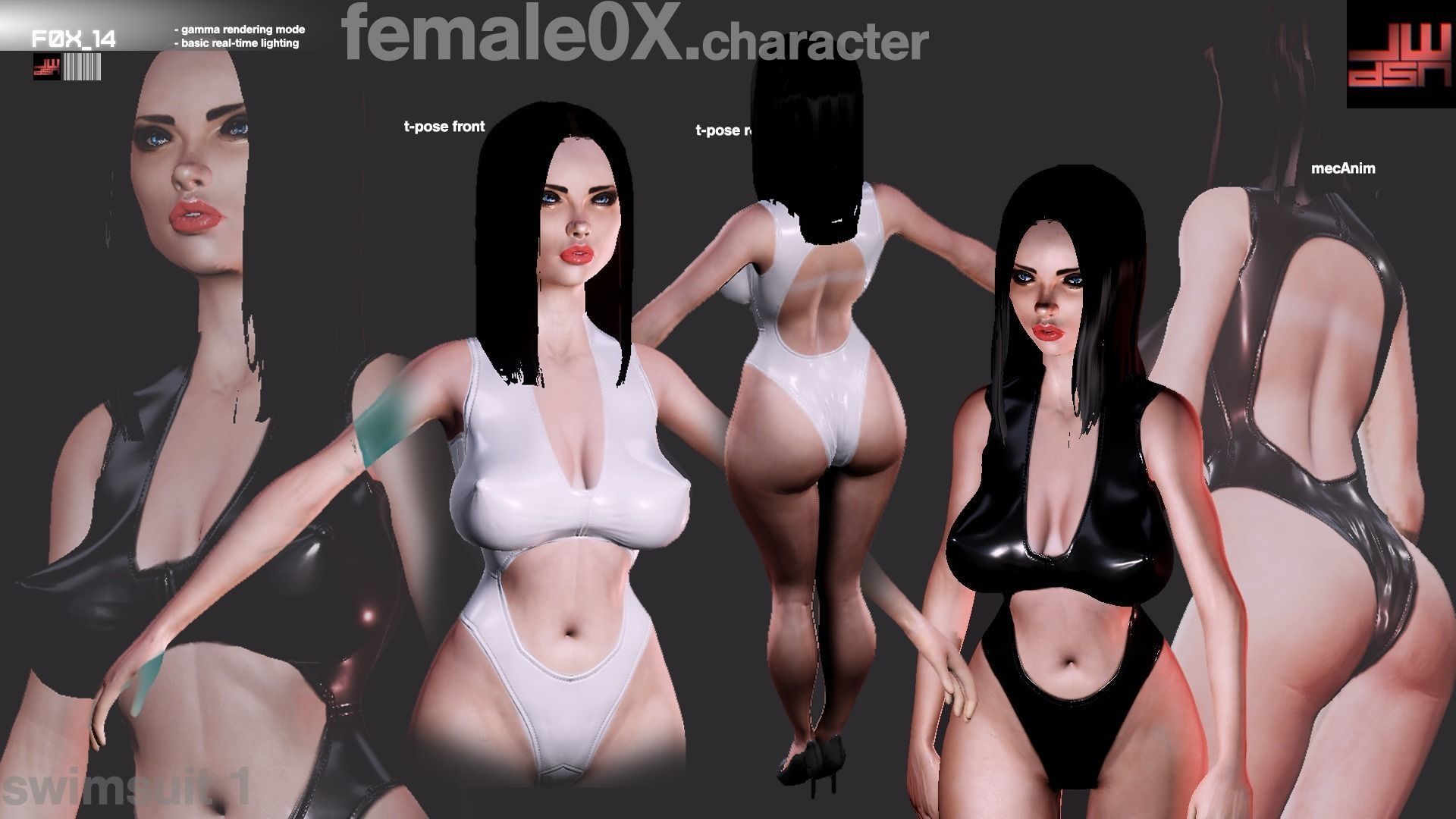 Fatal Female 14 for Unity Low-poly 3D model_3