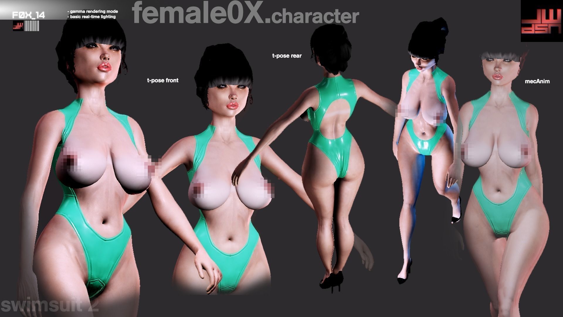 Fatal Female 14 for Unity Low-poly 3D model_4