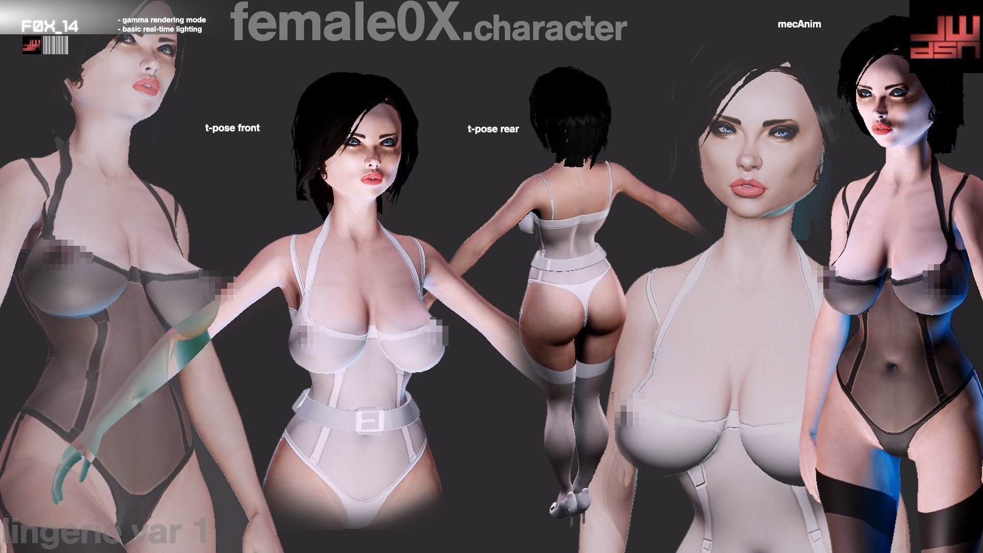 Fatal Female 14 for Unity Low-poly 3D model_6