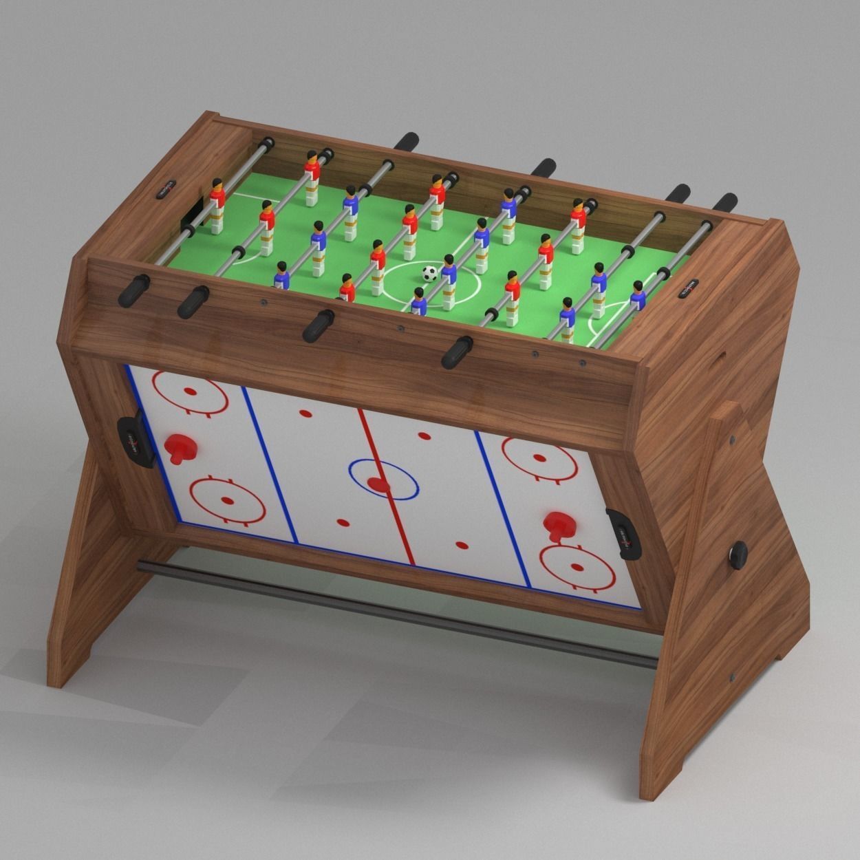 Game table 3 in 1 football air hockey billiards 3D model_0