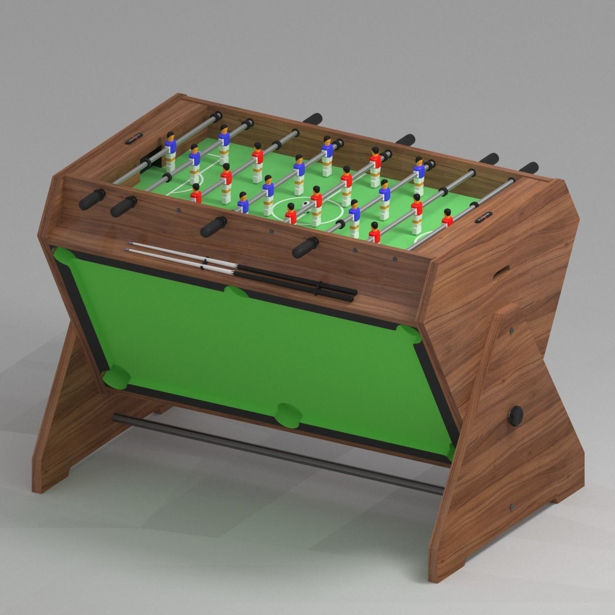 Game table 3 in 1 football air hockey billiards 3D model_3