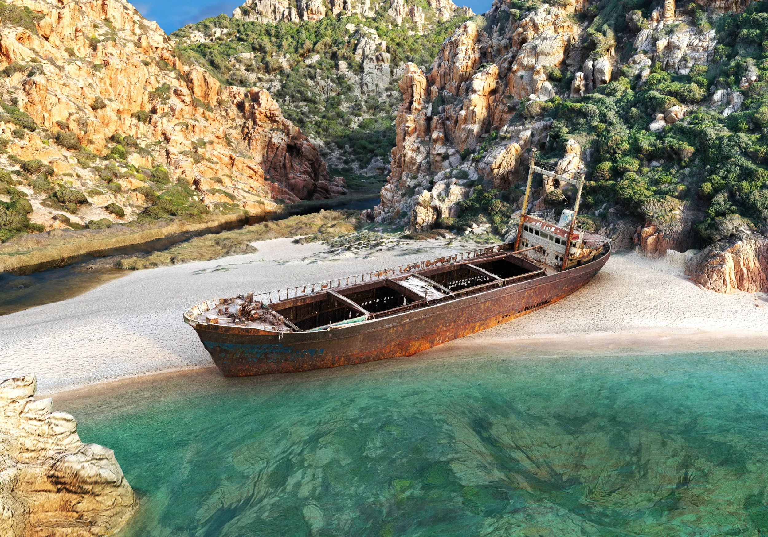 Beatiful Italian Model 3D model Paradise Beach Wreck VR / AR / low-poly | CGTrader