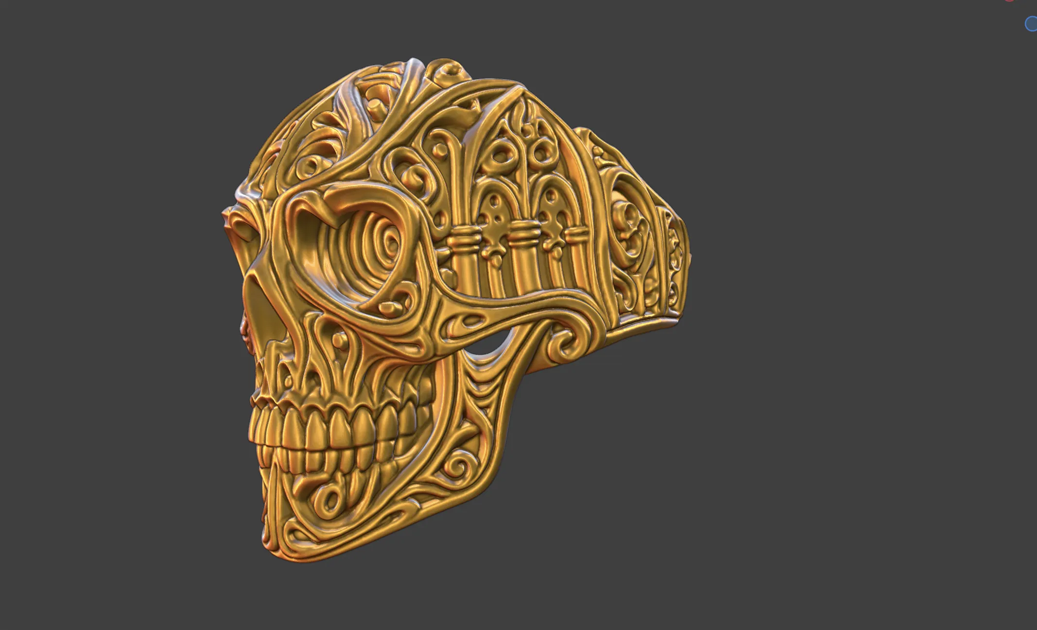 Skrloton Rings Gothic Architecture Skull Ring 3D model 3D printable | CGTrader