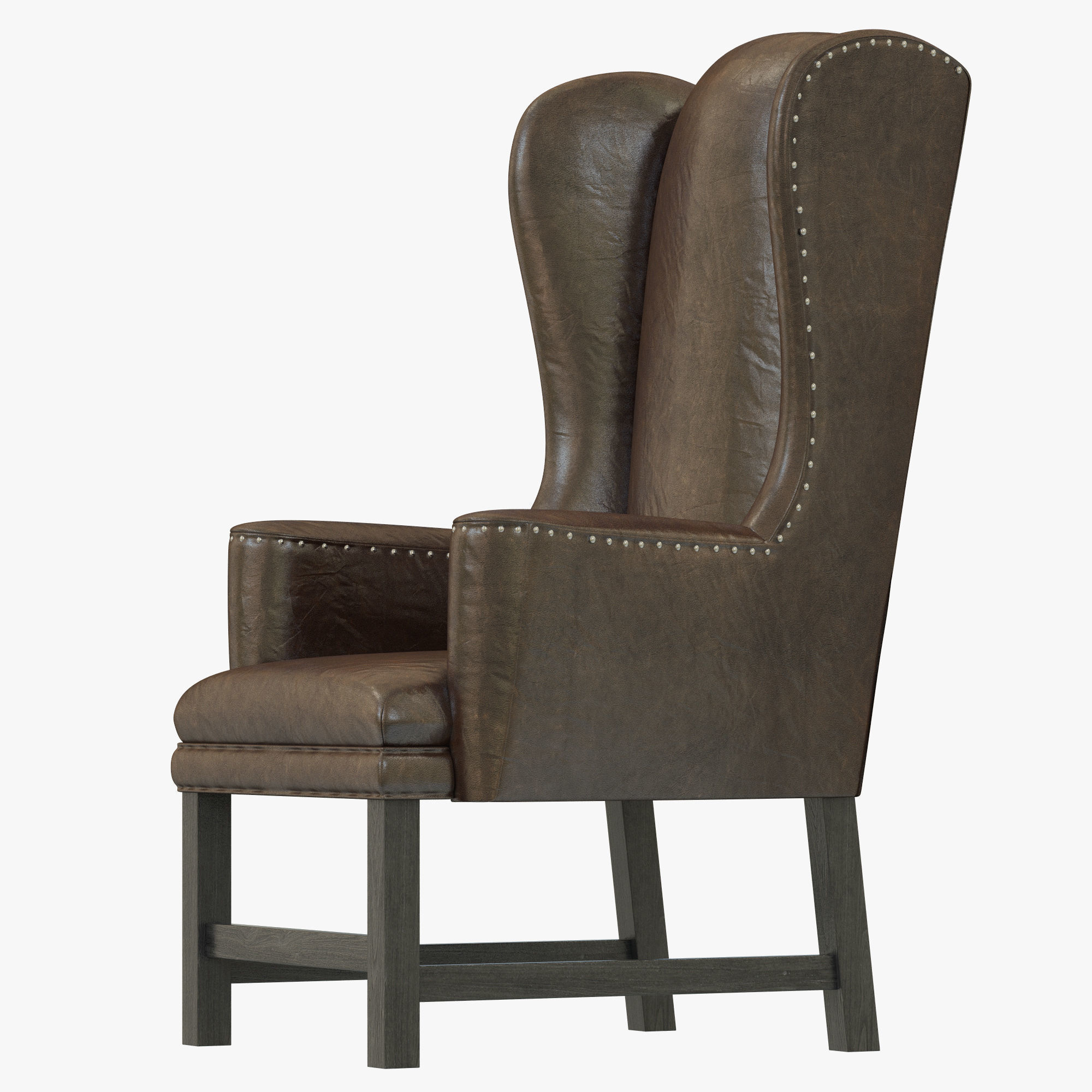 Restoration Hardware Belfort Wingback Leather Armchair 3D model CGTrader