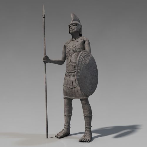 Low poly ancient soldier sculpture Low-poly 3D model