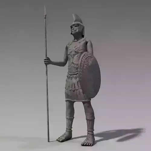 Low poly ancient soldier sculpture Low-poly 3D model