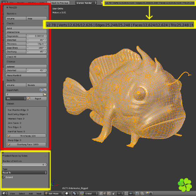Antennarius rigged low poly Low-poly 3D model_33