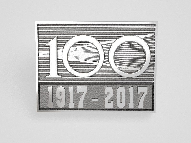 100 years of October - original badge 3D print model_3