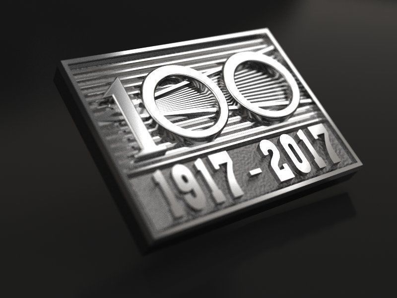 100 years of October - original badge 3D print model_2
