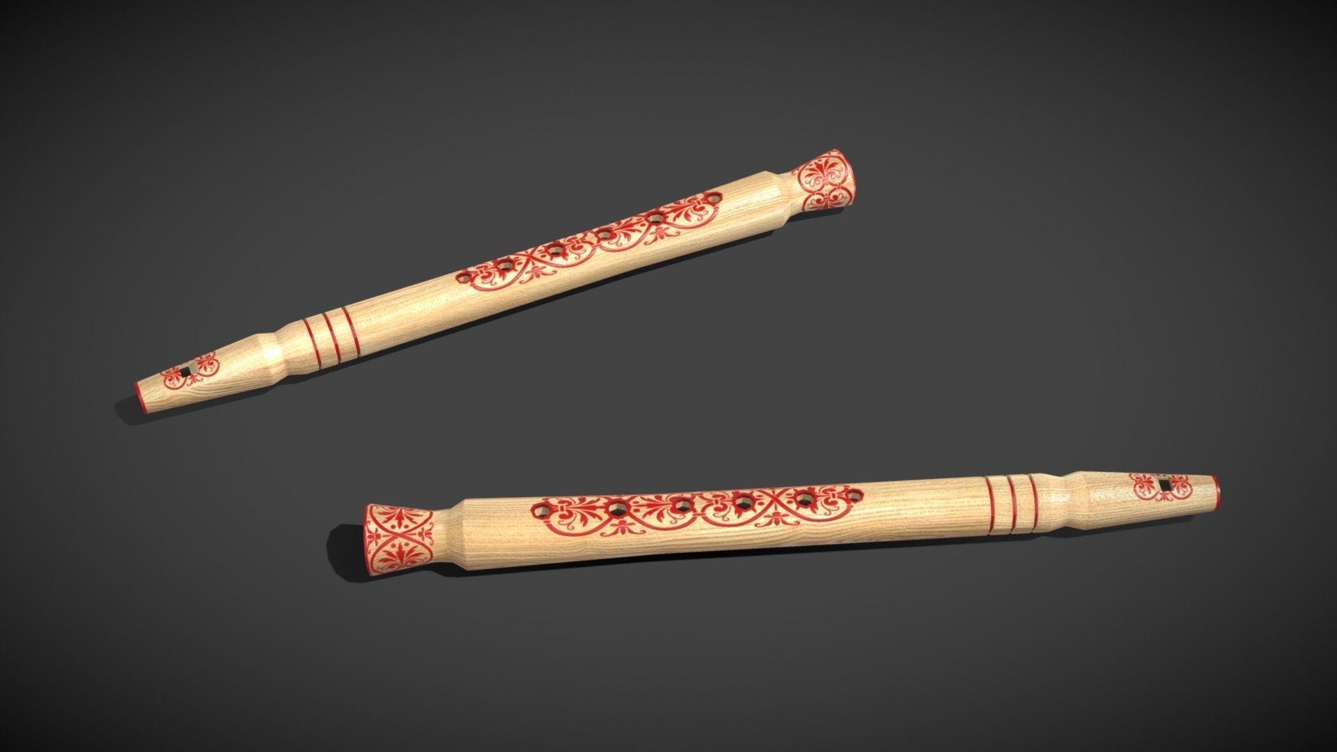 Sopilka Music Instrument Low-poly 3D model_6