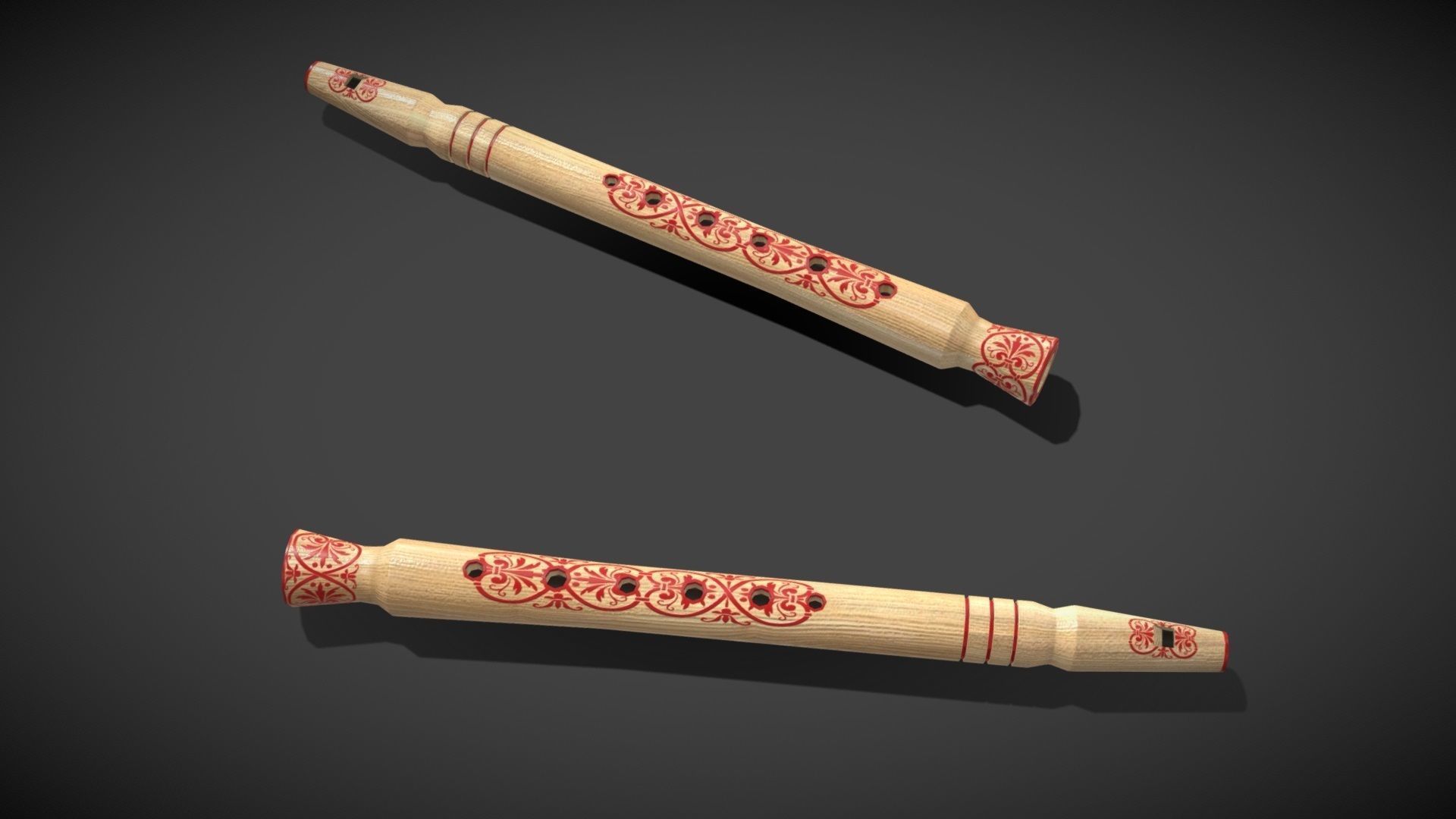 Sopilka Music Instrument Low-poly 3D model_5