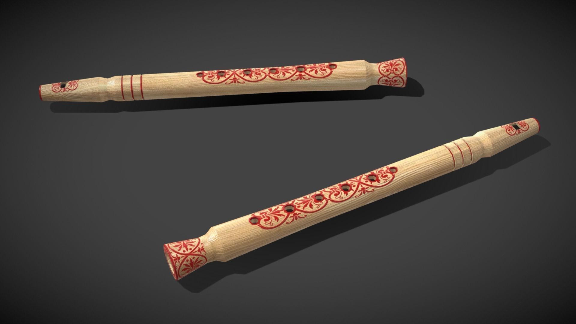 Sopilka Music Instrument Low-poly 3D model_4
