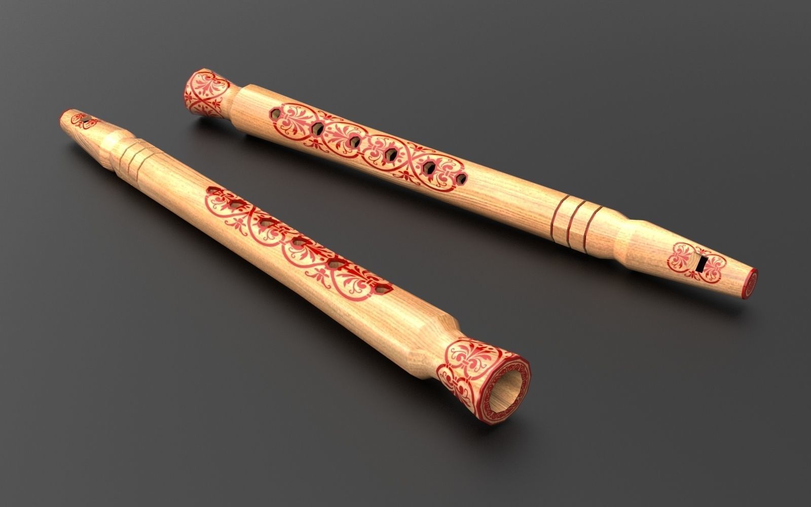 Sopilka Music Instrument Low-poly 3D model_1