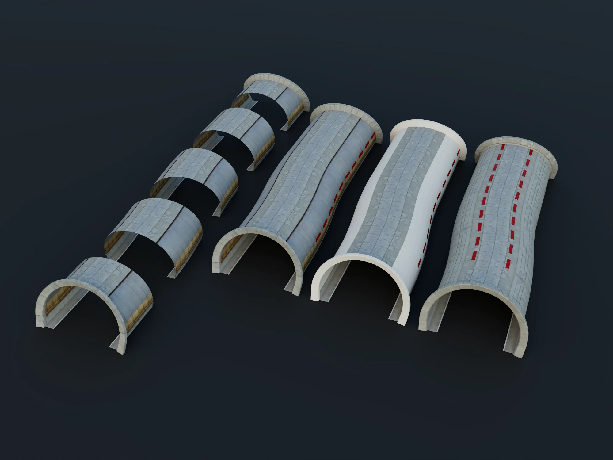Segments S 3D model Concrete Tunnel Segments Modular Arch Collection VR / AR / low ...