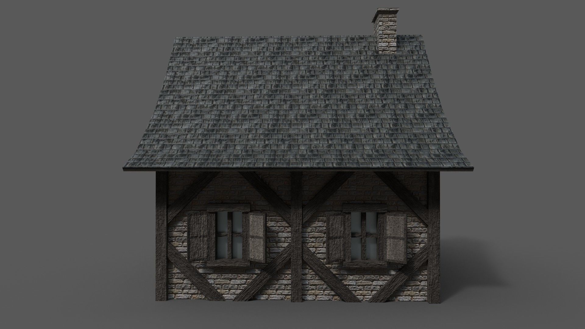 Medieval House 1 Low-poly 3D model_8